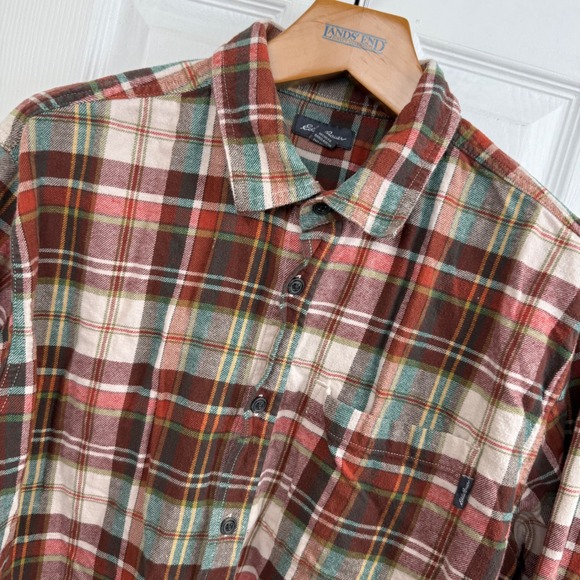 Eddie Bauer Other - Eddie Bauer Men's XL Flannel Shirt Brown Red Green Cream Plaid Fall Cotton